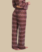 Isla & Evie Zig Zag Print Wide Leg Trousers
